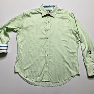 ROBERT GRAHAM MENS XL EMBROIDERED GREEN SHIRT DRES